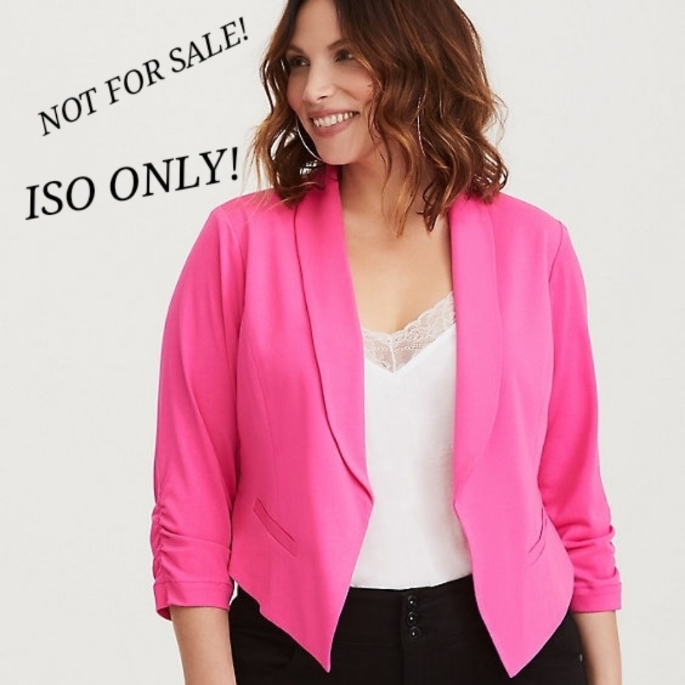 ISO ONLY TORRID Sz 4 PINK NEON RUCHED CREPE BLAZER